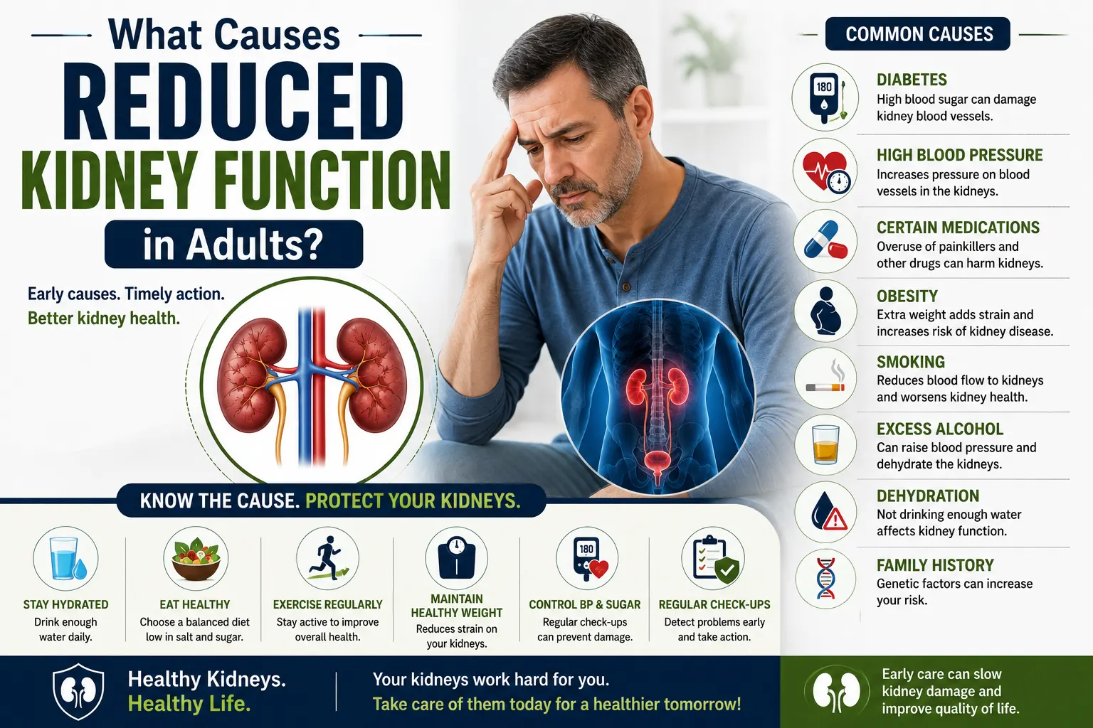 What Causes Reduced Kidney Function in Adults?